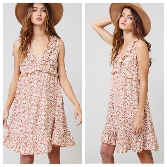 Boho Gypsy chic Dusty Floral V neck dress - Picture 4 of 5